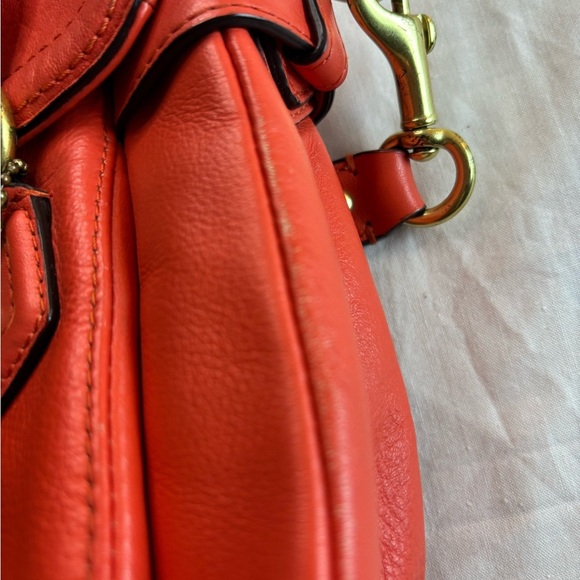 Coach Campbell Orange Leather Crossbody Satchel - Picture 10 of 16